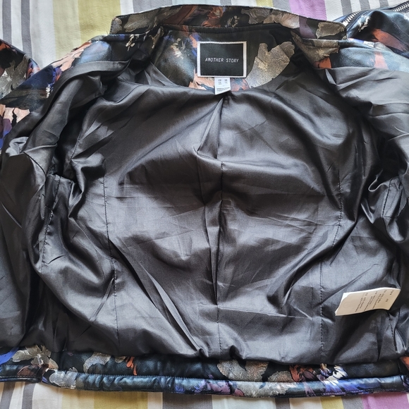 Another Story Leaf Print Moto Jacket, VGUC, Size XS - Picture 9 of 9